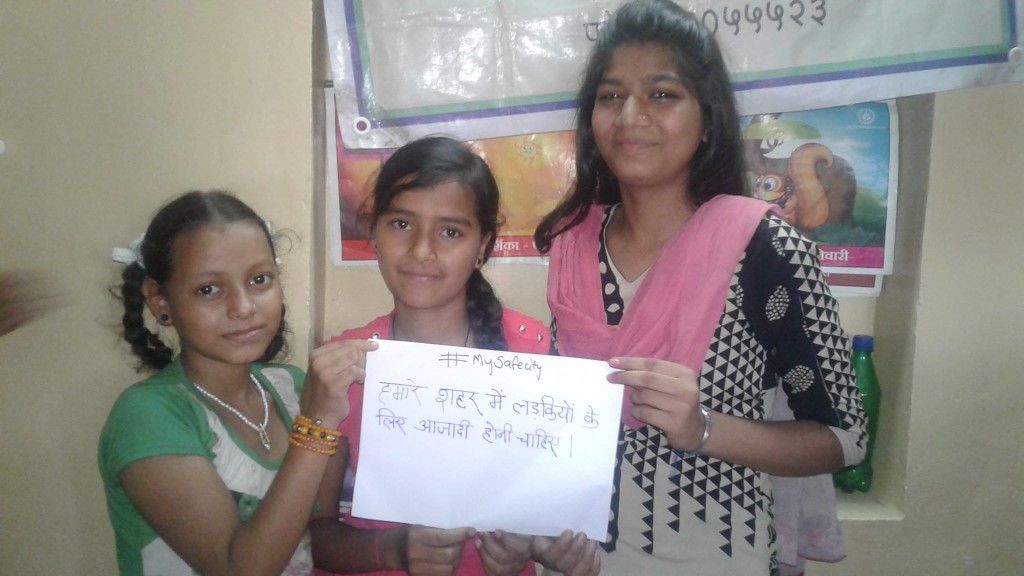 "These amazing girls we're working with in Indira Nagar, Jogeshwari (E) in partnership with Vacha Charitable Trust say, their safe city will have freedom for girls."